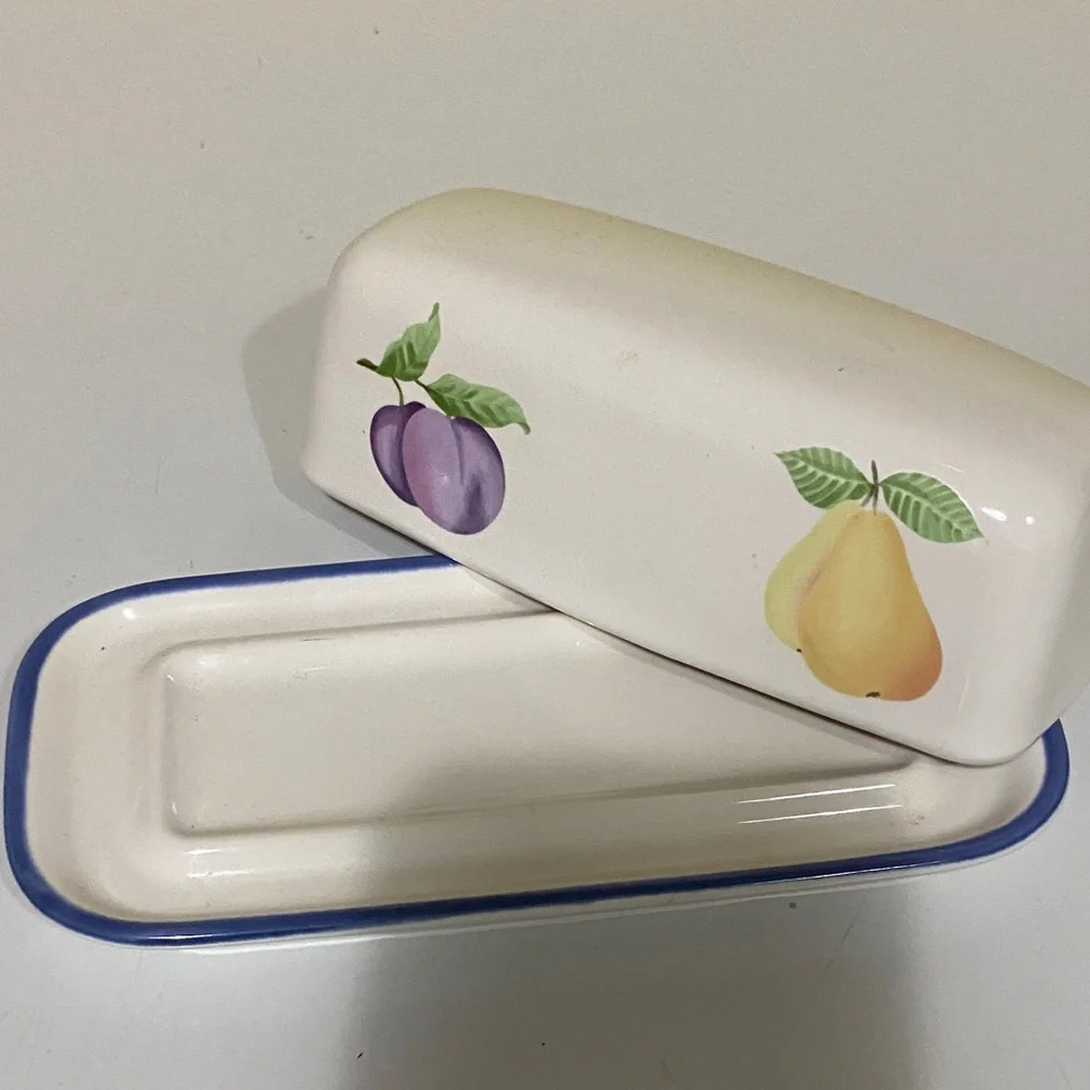 Pfaltzgraff Hopscotch Design Butter Dish Vintage
